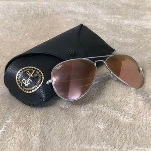 Rose gold metallic ray ban aviators